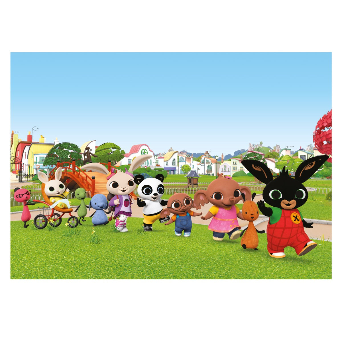 Bing Full Wall Mural - Bing Bunny Leading Conga Line in Park
