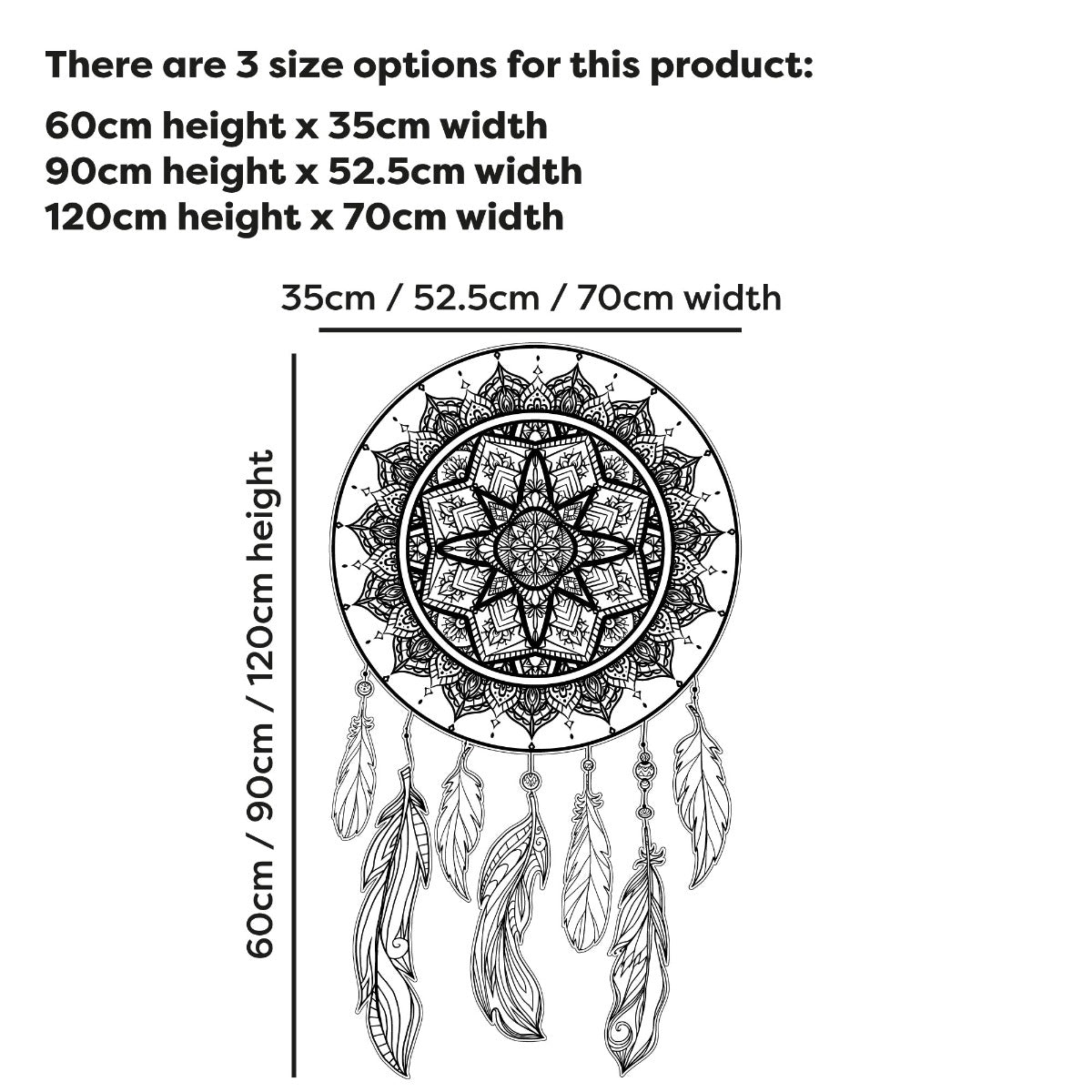 Mandala Wall Sticker - Black and White Mandala Dreamcatcher