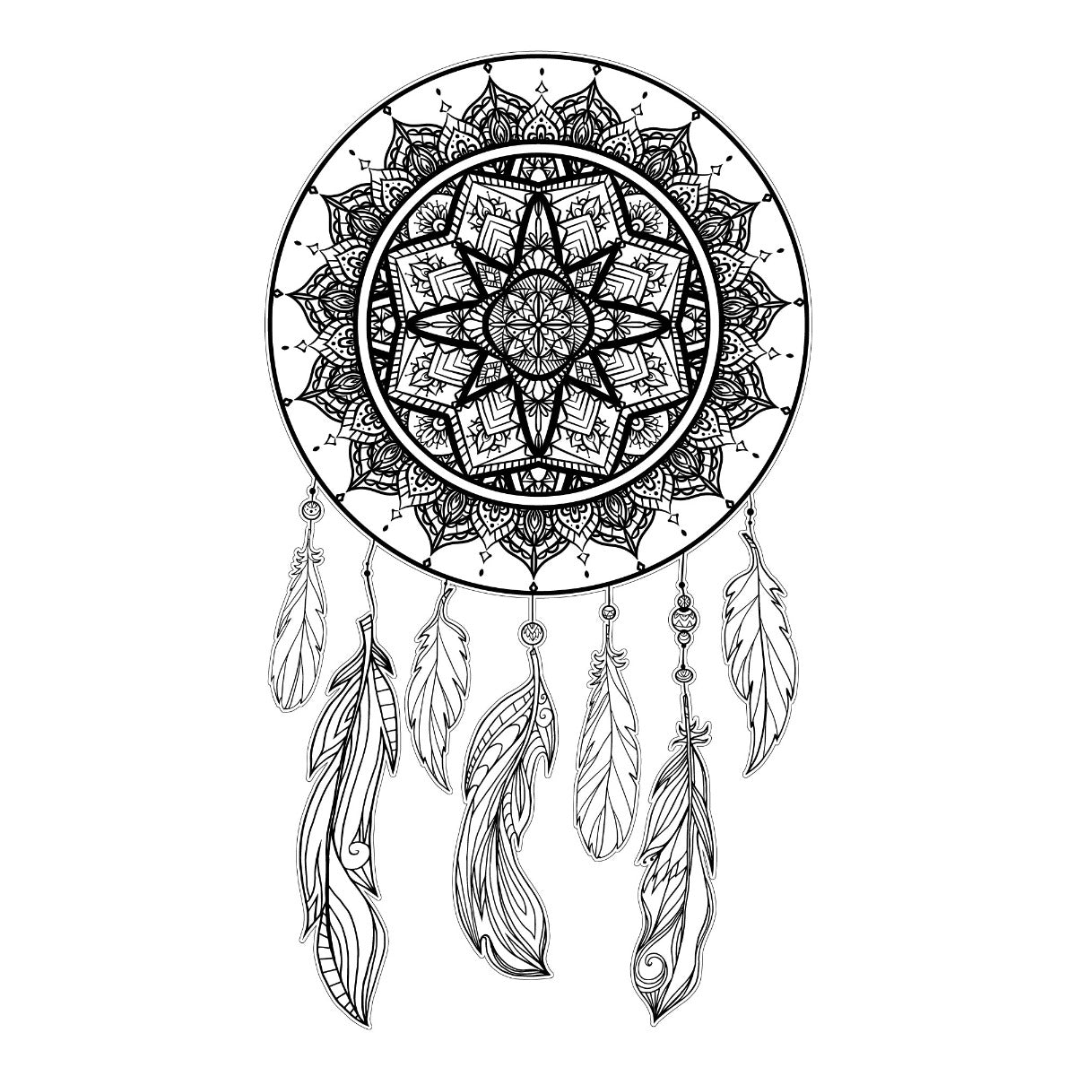 Mandala Wall Sticker - Black and White Mandala Dreamcatcher