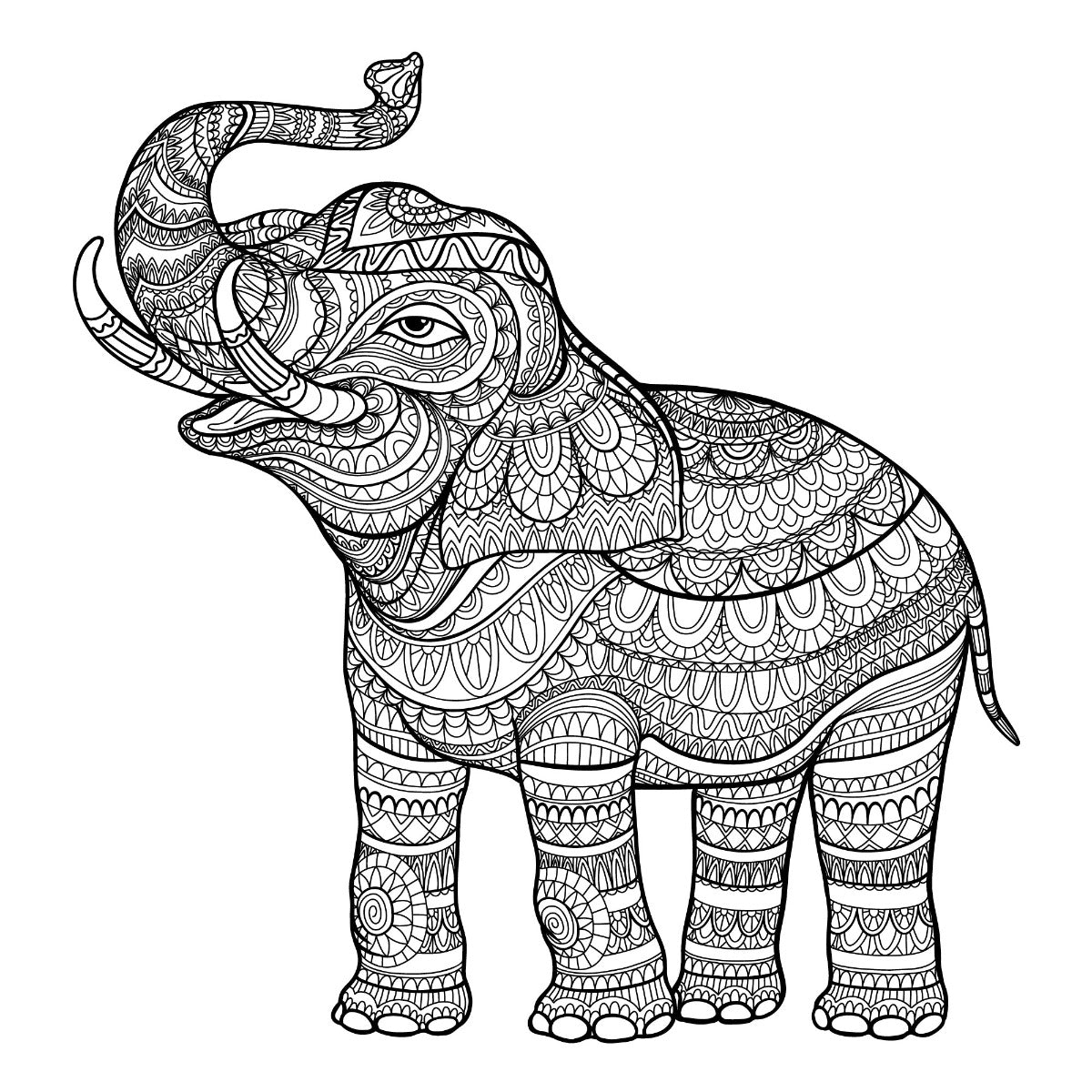 Mandala Wall Sticker - Black and White Mandala Pattern Elephant