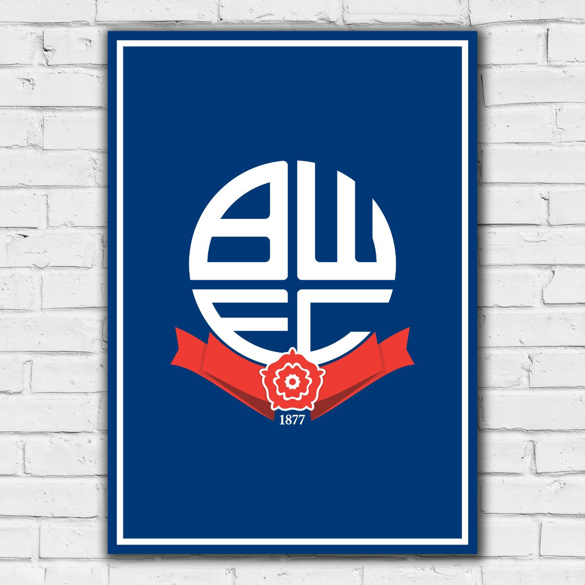 Bolton Wanderers FC Crest Blue Background Print Poster