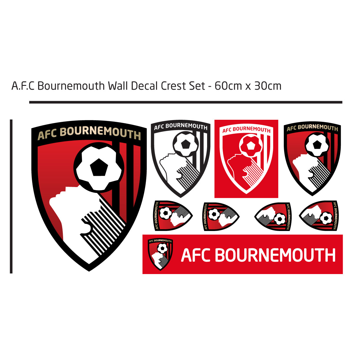 AFC Bournemouth - Personalised Name and Number Shirt Wall Sticker +  Decal Set