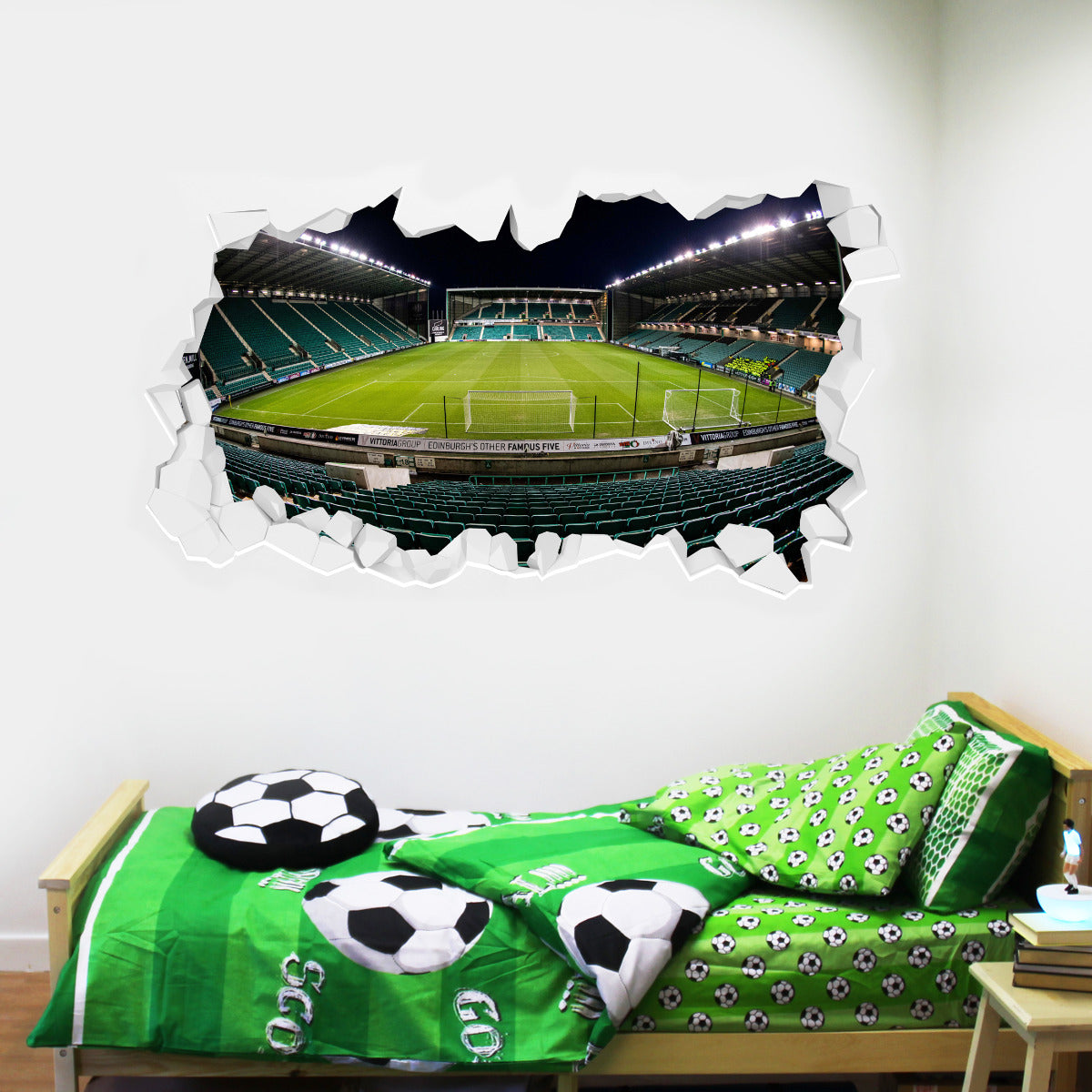 Hibernian Easter Road Stadium Broken Wall Sticker Night Time Image