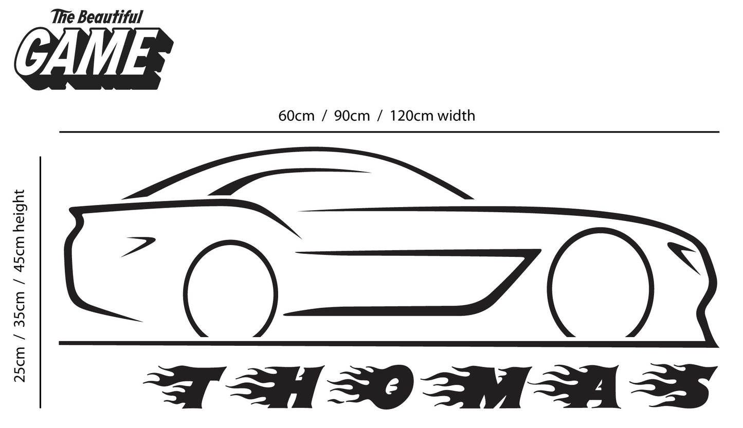Car and Personalised Name Wall Sticker