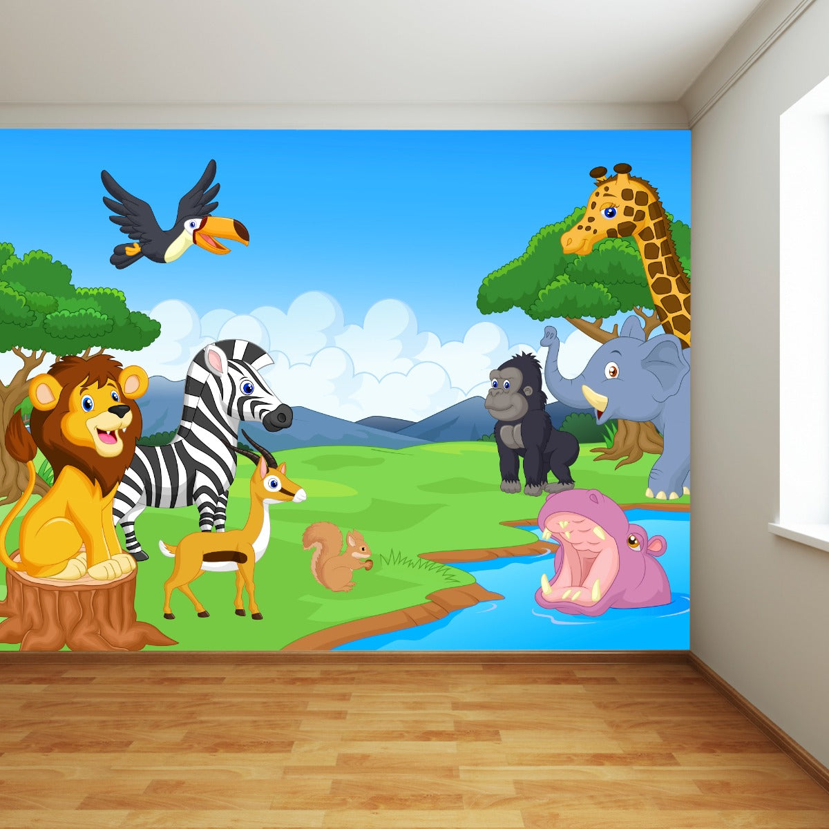 Nursery Wall Mural - Cartoon Animals in the Wild