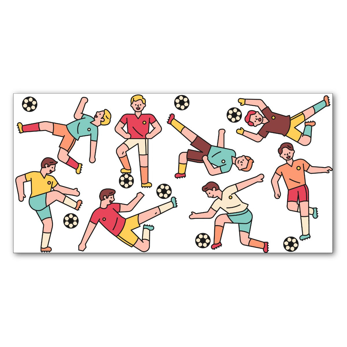Football Wall Sticker - Cartoon Football Players
