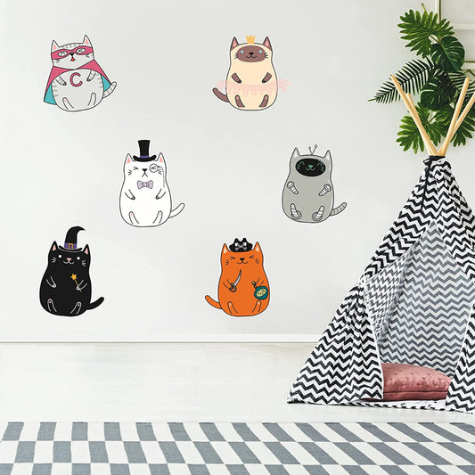 Cat Characters Set Wall Sticker