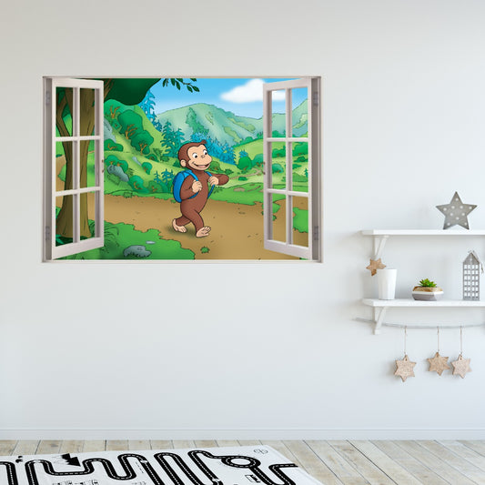 Curious George Walking Window Wall Sticker