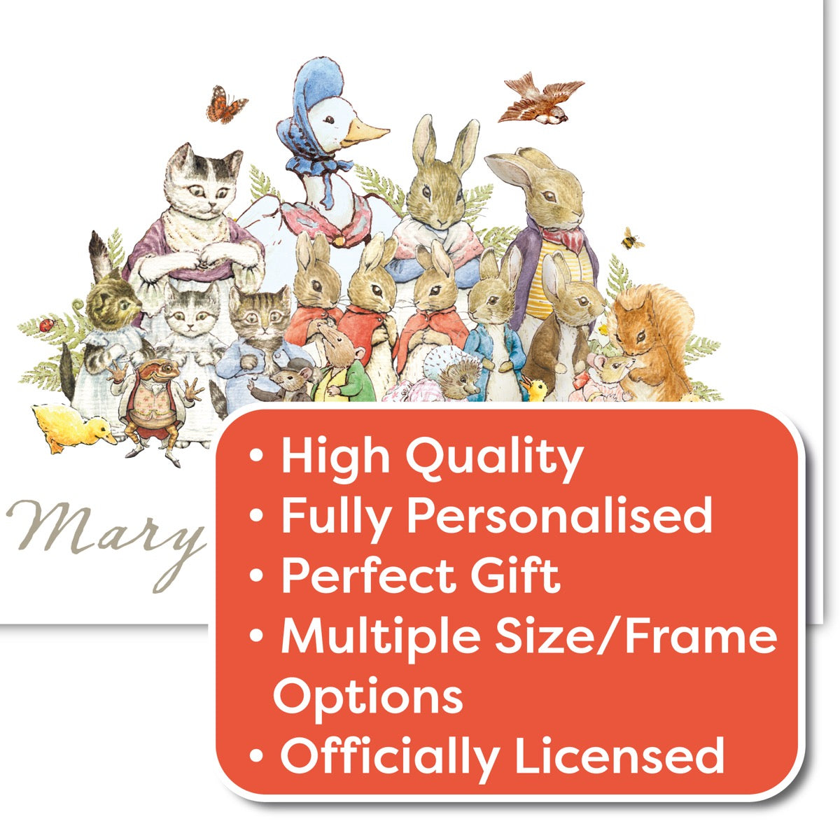 Peter Rabbit Print - Character Group and Personalised Name