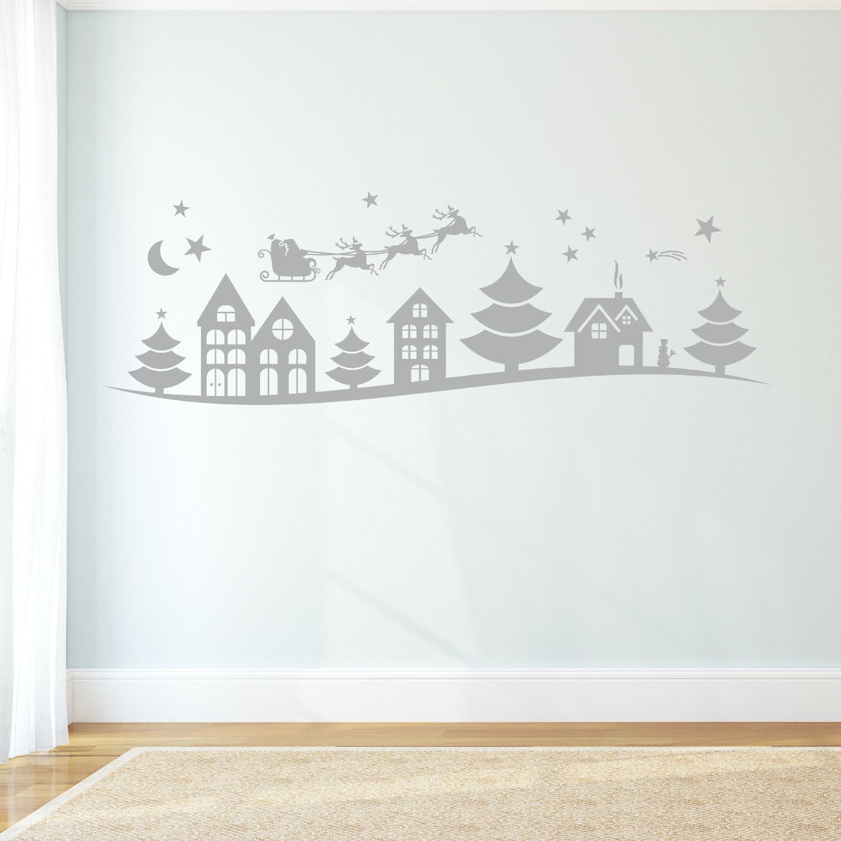 Christmas Town Silhouette Wall Sticker