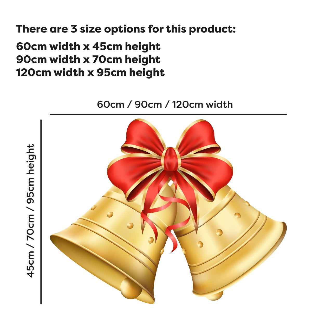 Christmas Bells Red Ribbon Wall Decal