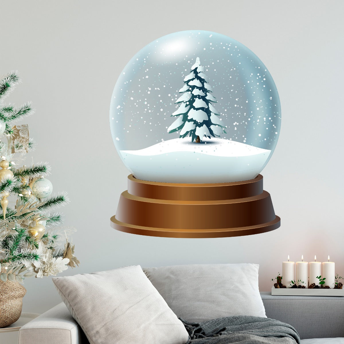 Christmas Tree Snow Globe Wall Decal