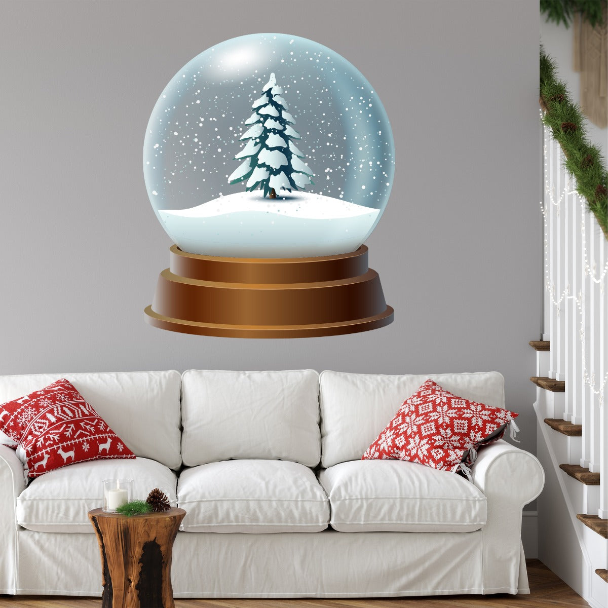 Christmas Tree Snow Globe Wall Decal