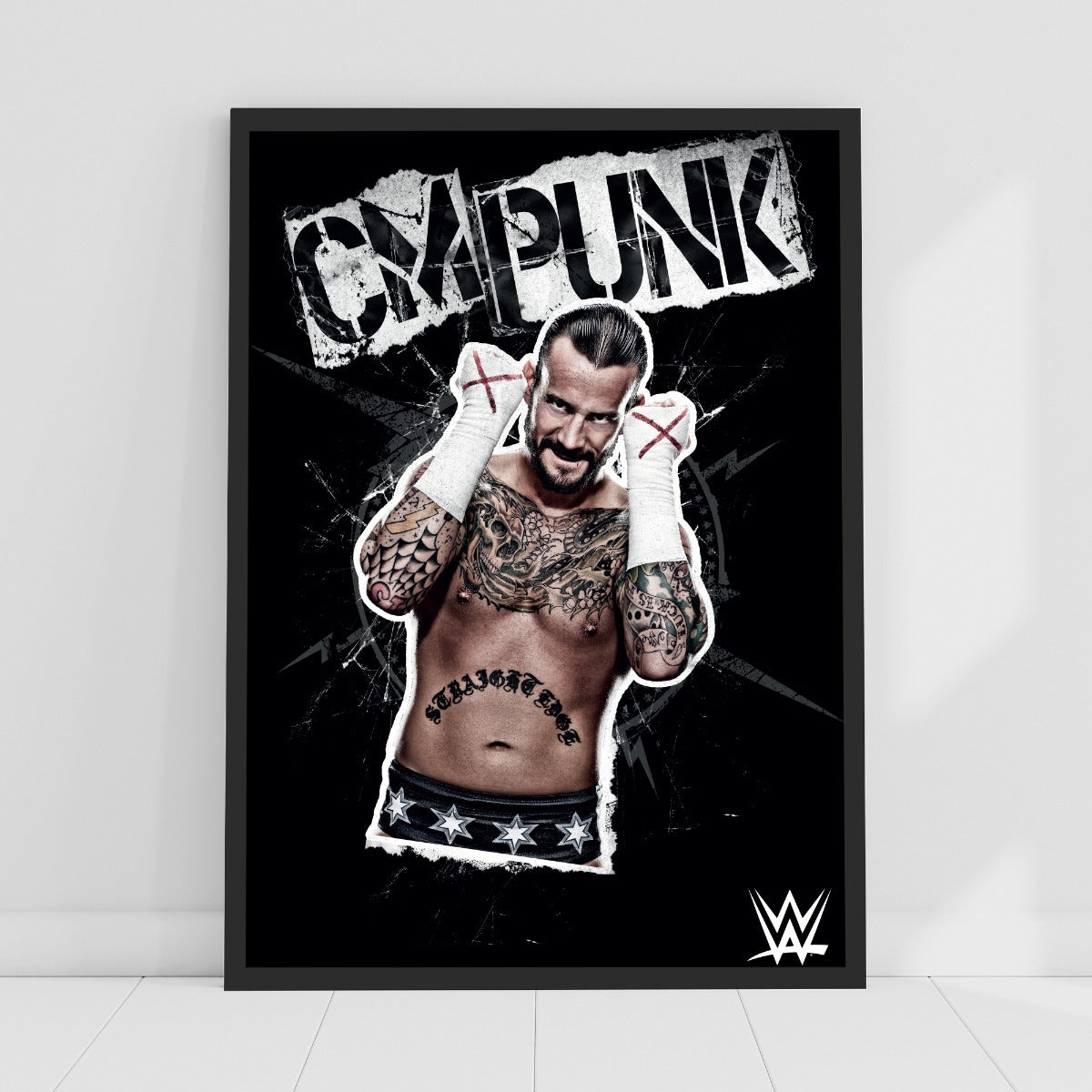 WWE Print - CM Punk Black and White Graphic Poster