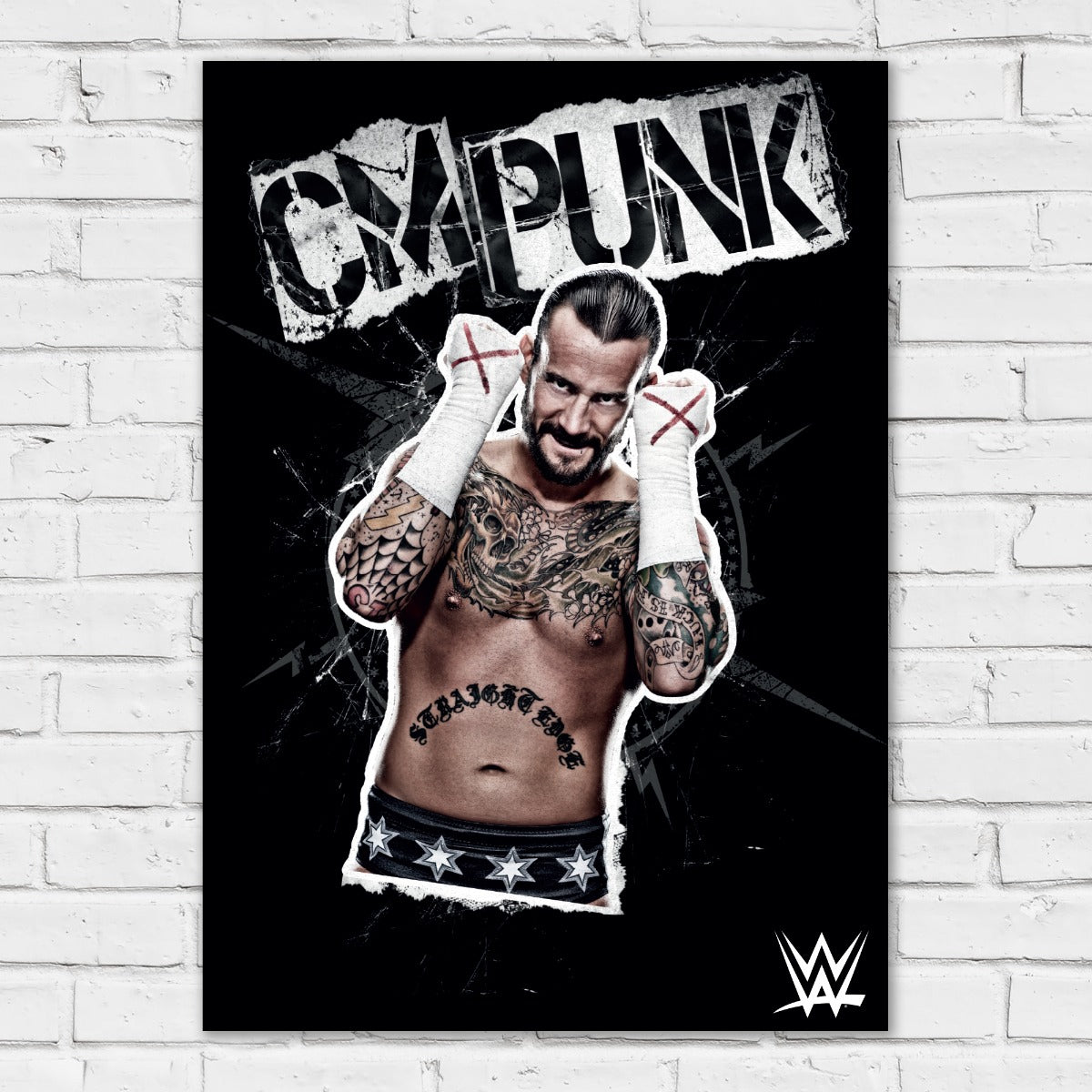 WWE Print - CM Punk Black and White Graphic Poster