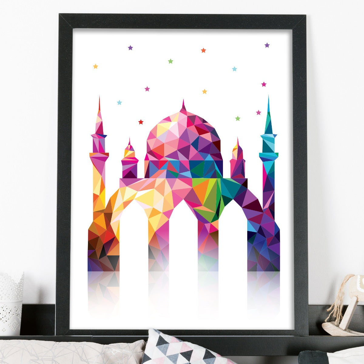 Islamic Print - Colourful Triangle Mosque
