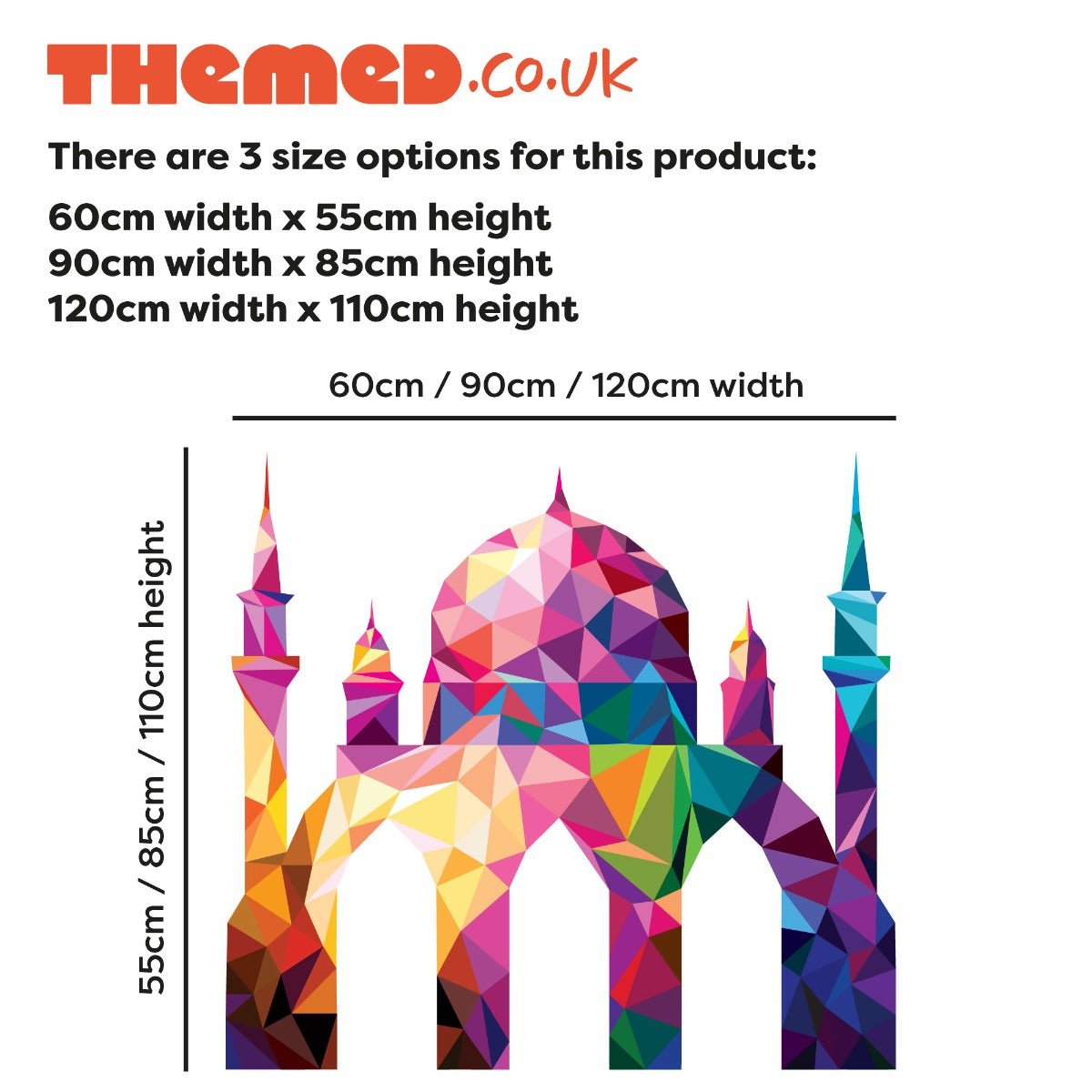 Islamic Wall Sticker - Colourful Triangle Mosque
