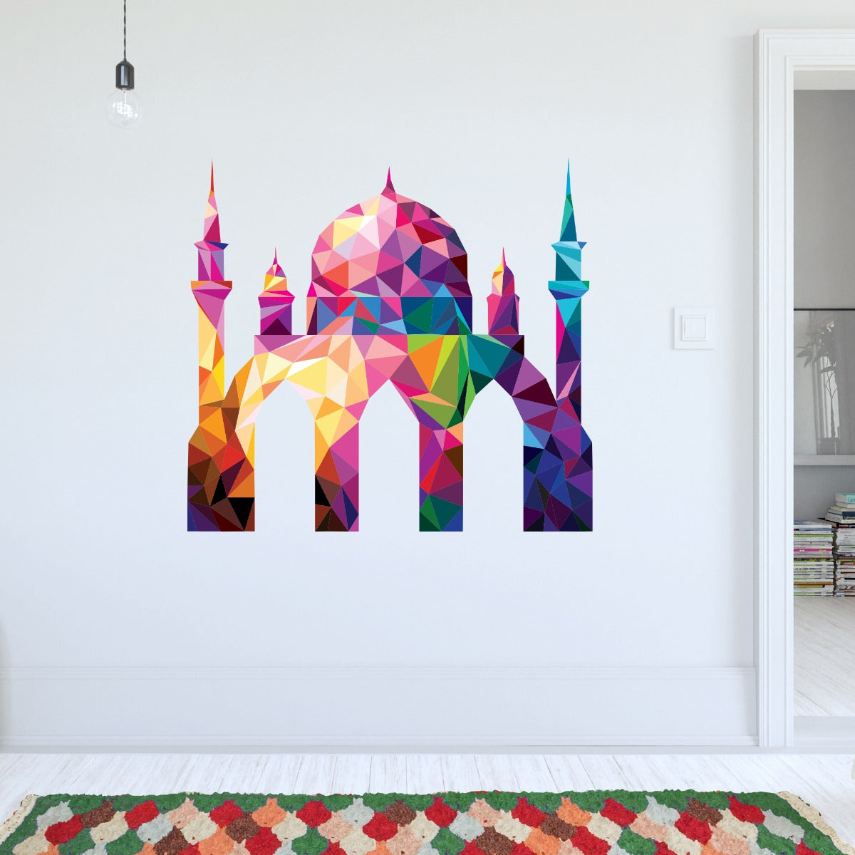 Islamic Wall Sticker - Colourful Triangle Mosque
