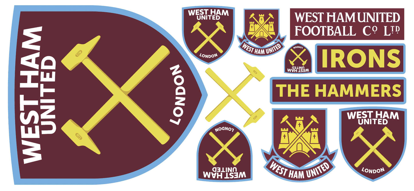 West Ham United Football Club - One Colour Crest (Option 1) + Wall Sticker Set
