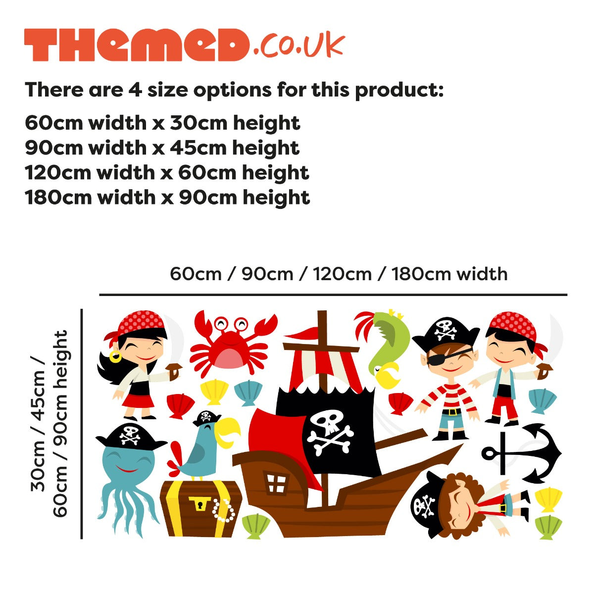 Cute Cartoon Pirate Wall Decal Set