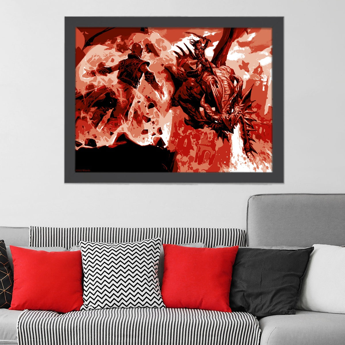 Dungeons & Dragons Print - Red Dragon Coloured Graphic Wall Art