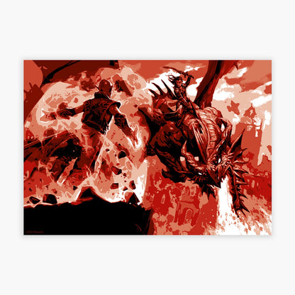 Dungeons & Dragons Print - Red Dragon Coloured Graphic Wall Art