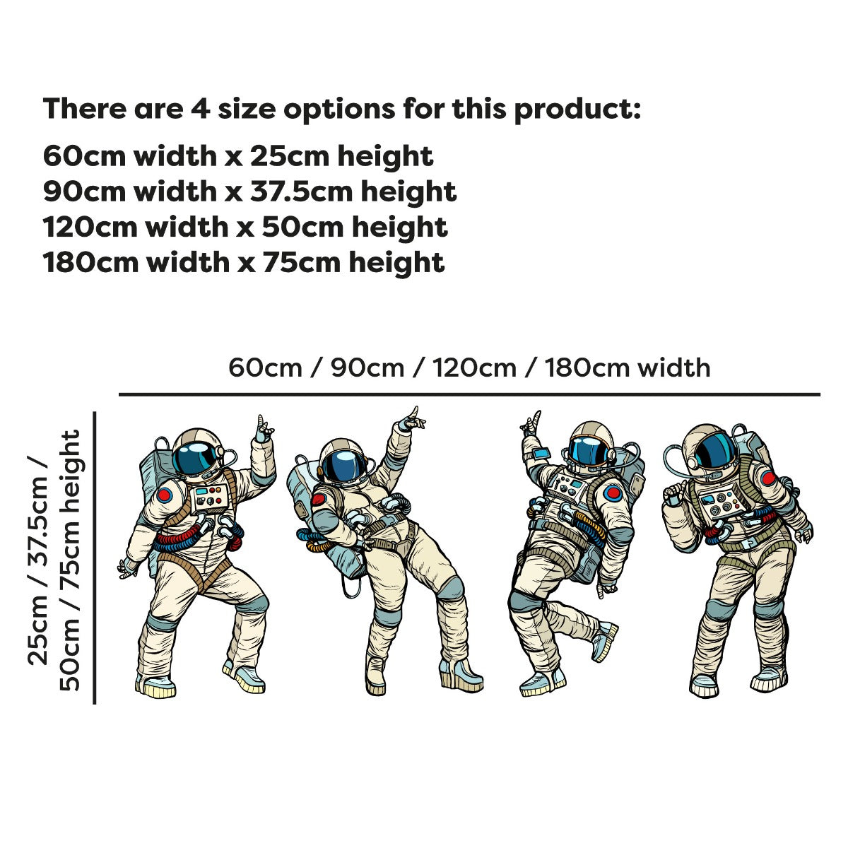 Space Wall Sticker - Dancing Astronauts Set of 4