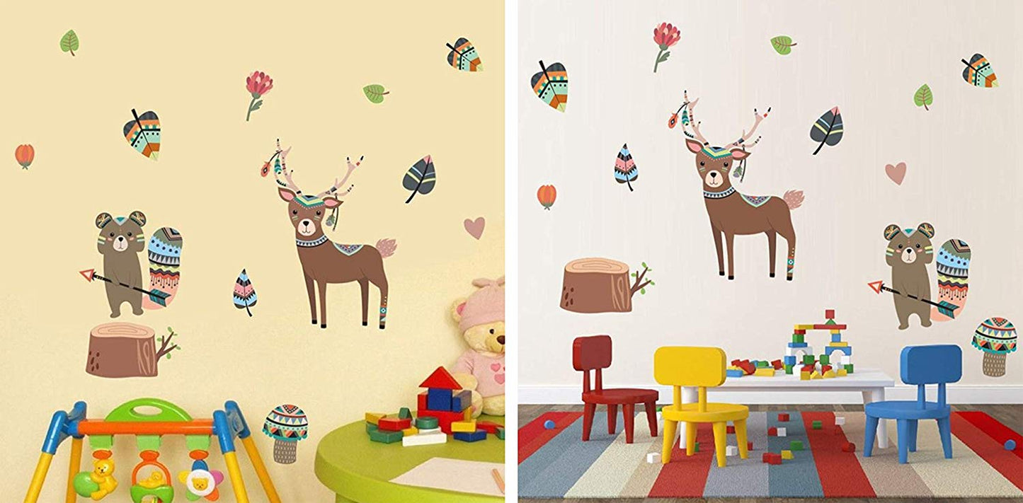 Native Wildlife - Deer & Racoon Wall Sticker Set