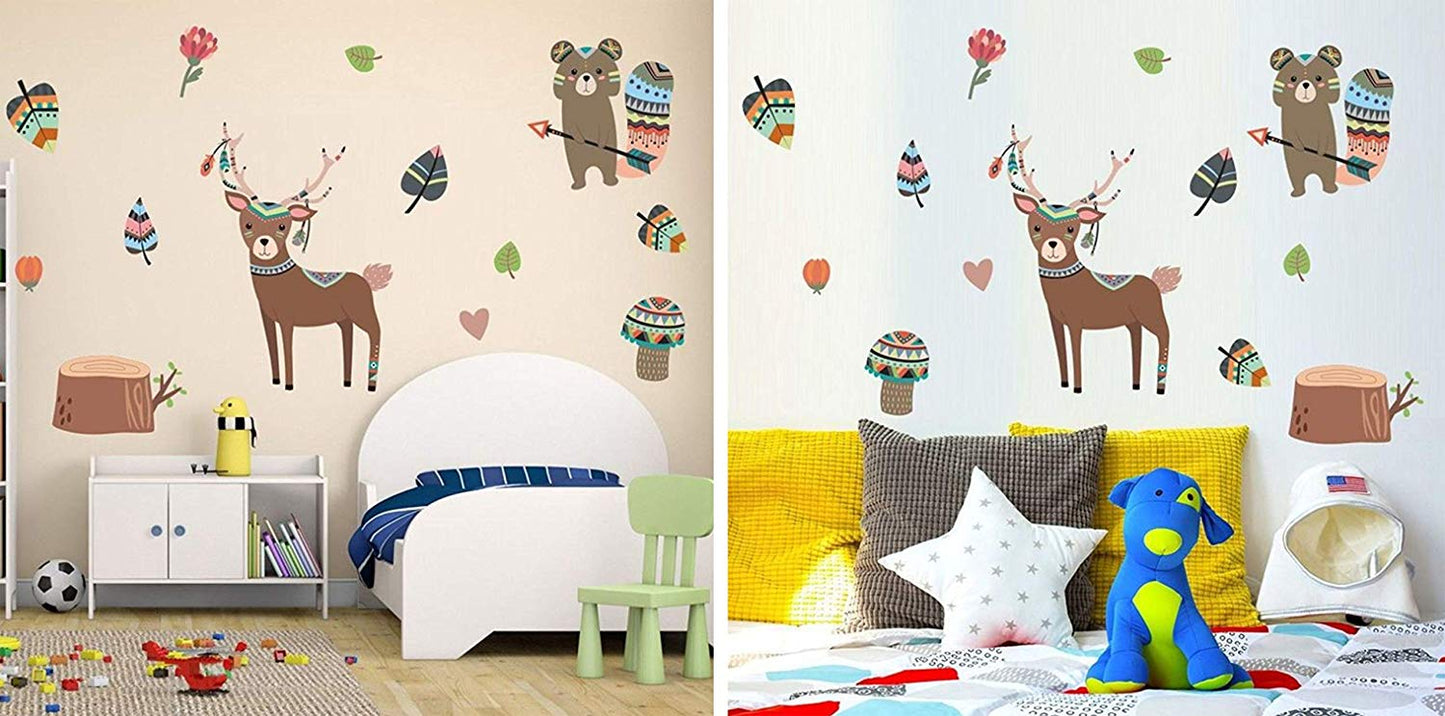 Native Wildlife - Deer & Racoon Wall Sticker Set