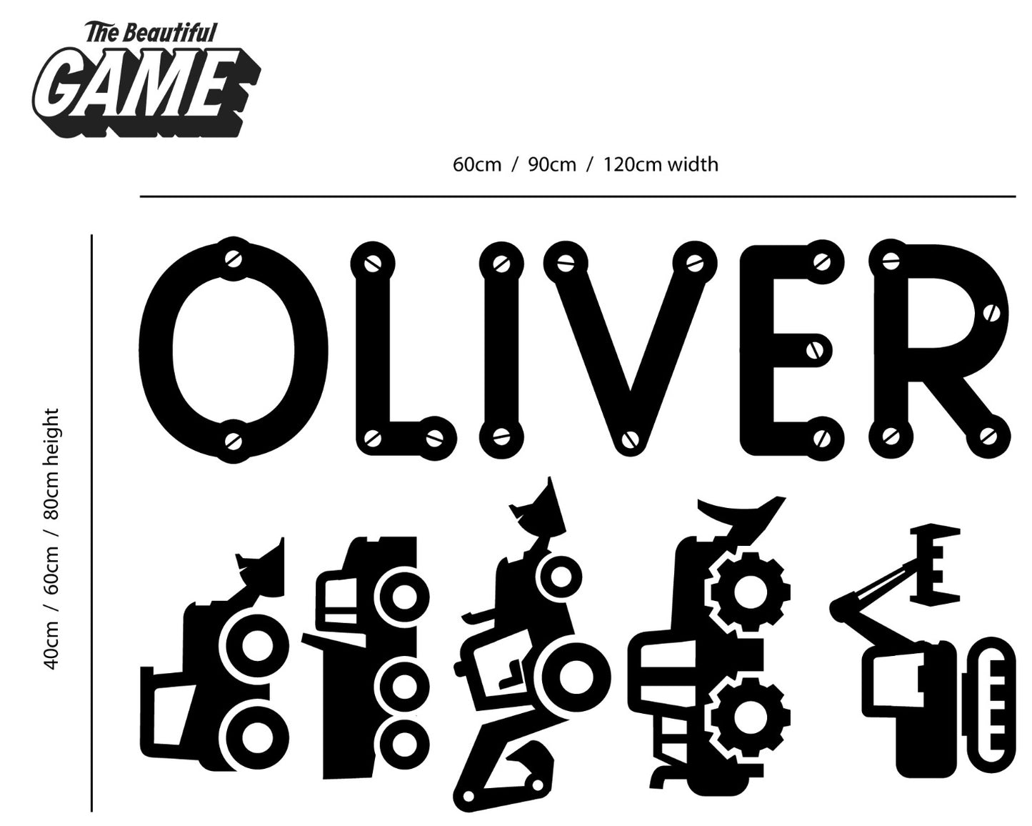 Diggers and Personalised Name Wall Sticker
