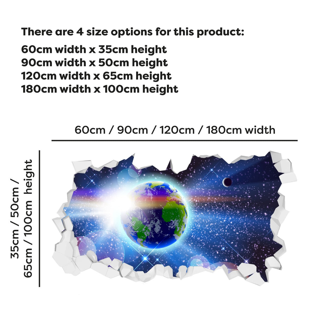Space Wall Sticker - Earth in Space Broken Wall
