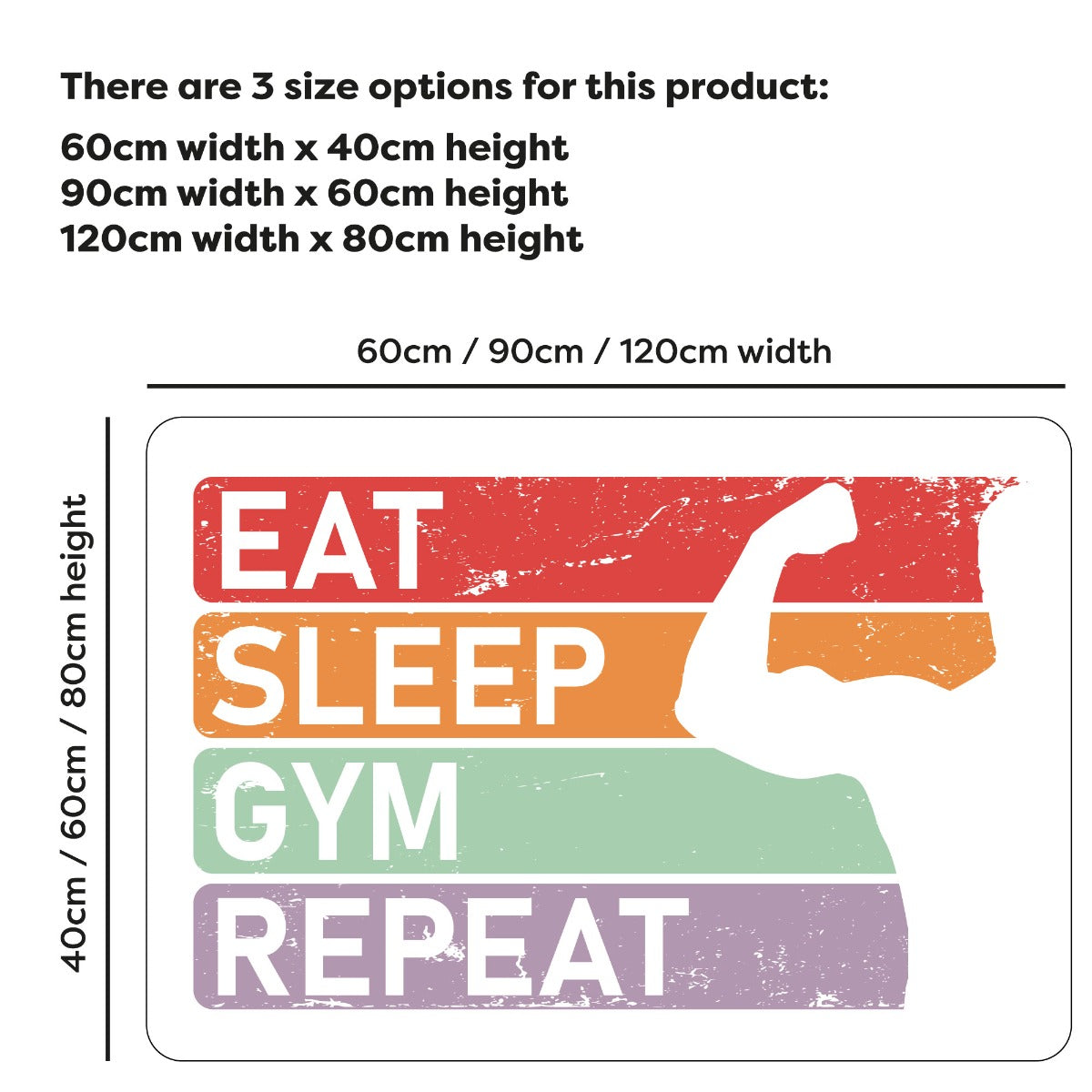 Gym Wall Sticker - Eat Sleep Gym Repeat Rainbow
