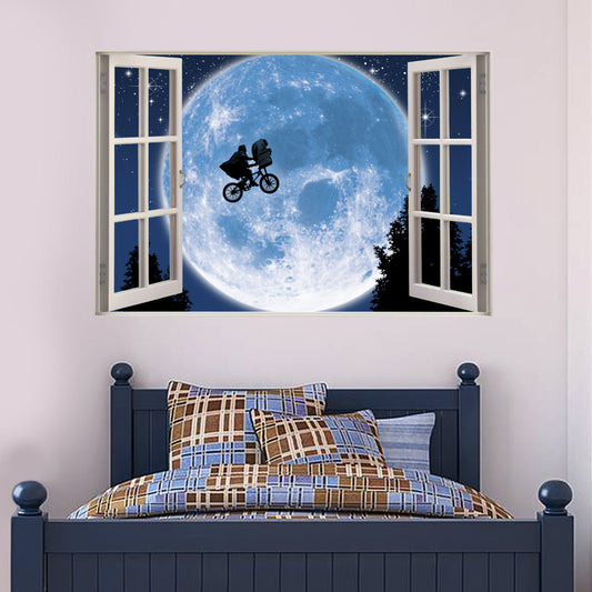 ET the Extra-Terrestrial Wall Sticker Moon Bicycle Window
