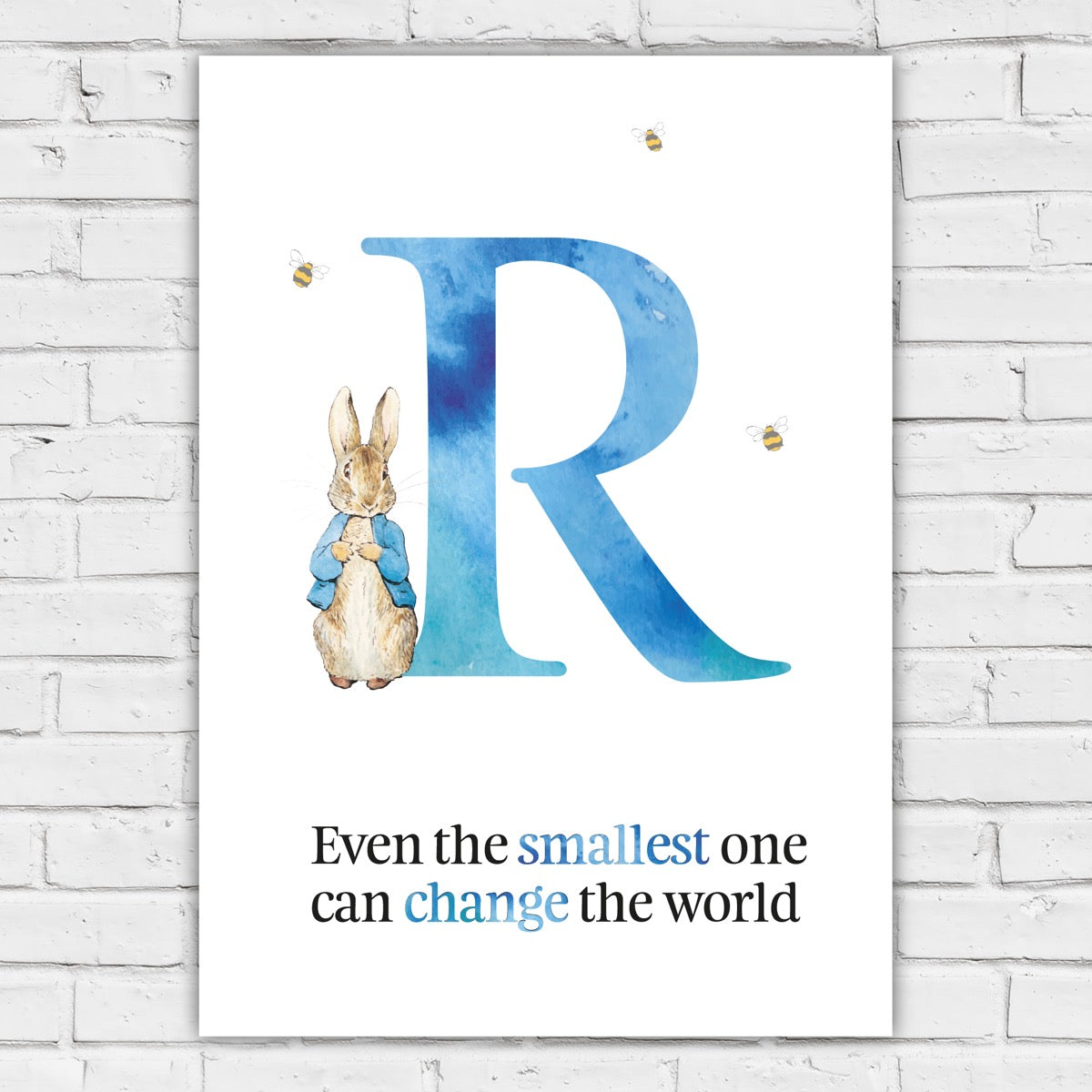 Peter Rabbit Print - Even The Smallest Blue Personalised Letter