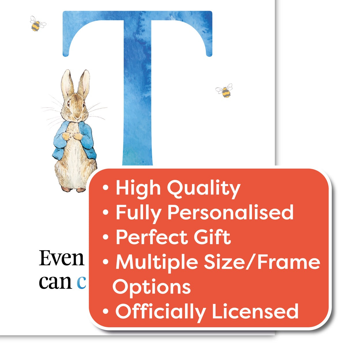 Peter Rabbit Print - Even The Smallest Blue Personalised Letter