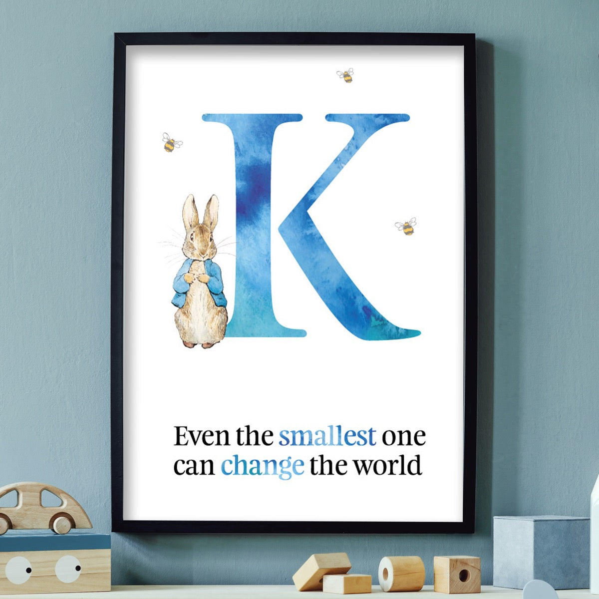 Peter Rabbit Print - Even The Smallest Blue Personalised Letter