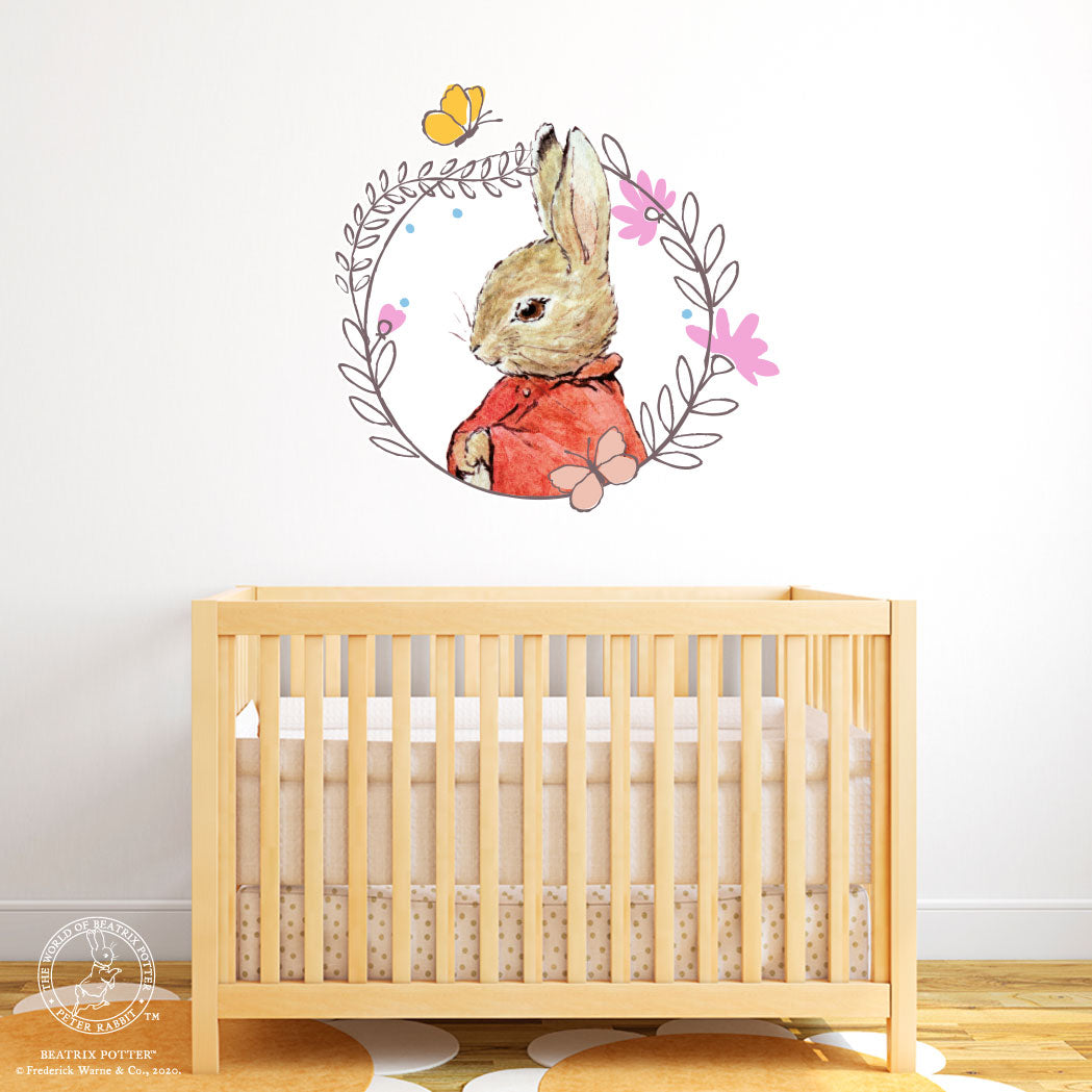 Peter Rabbit Wall Sticker Flopsy Bunny Flower Wreath