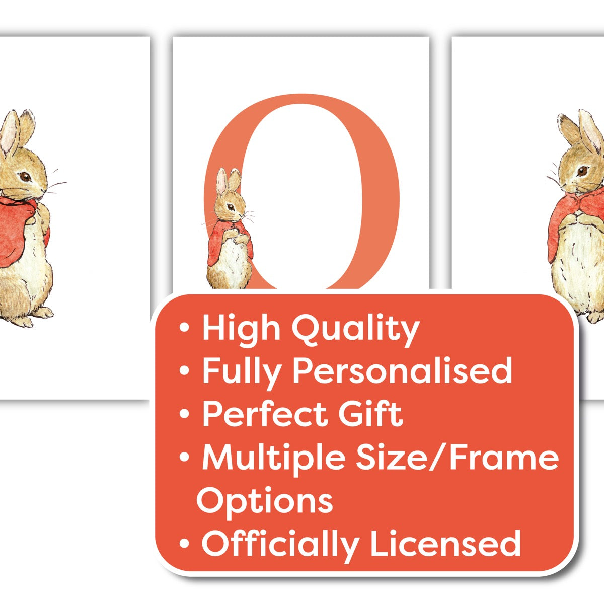Peter Rabbit Print - Flopsy Mopsy & Cottontail Personalised Letter and Name Set of 3 Prints