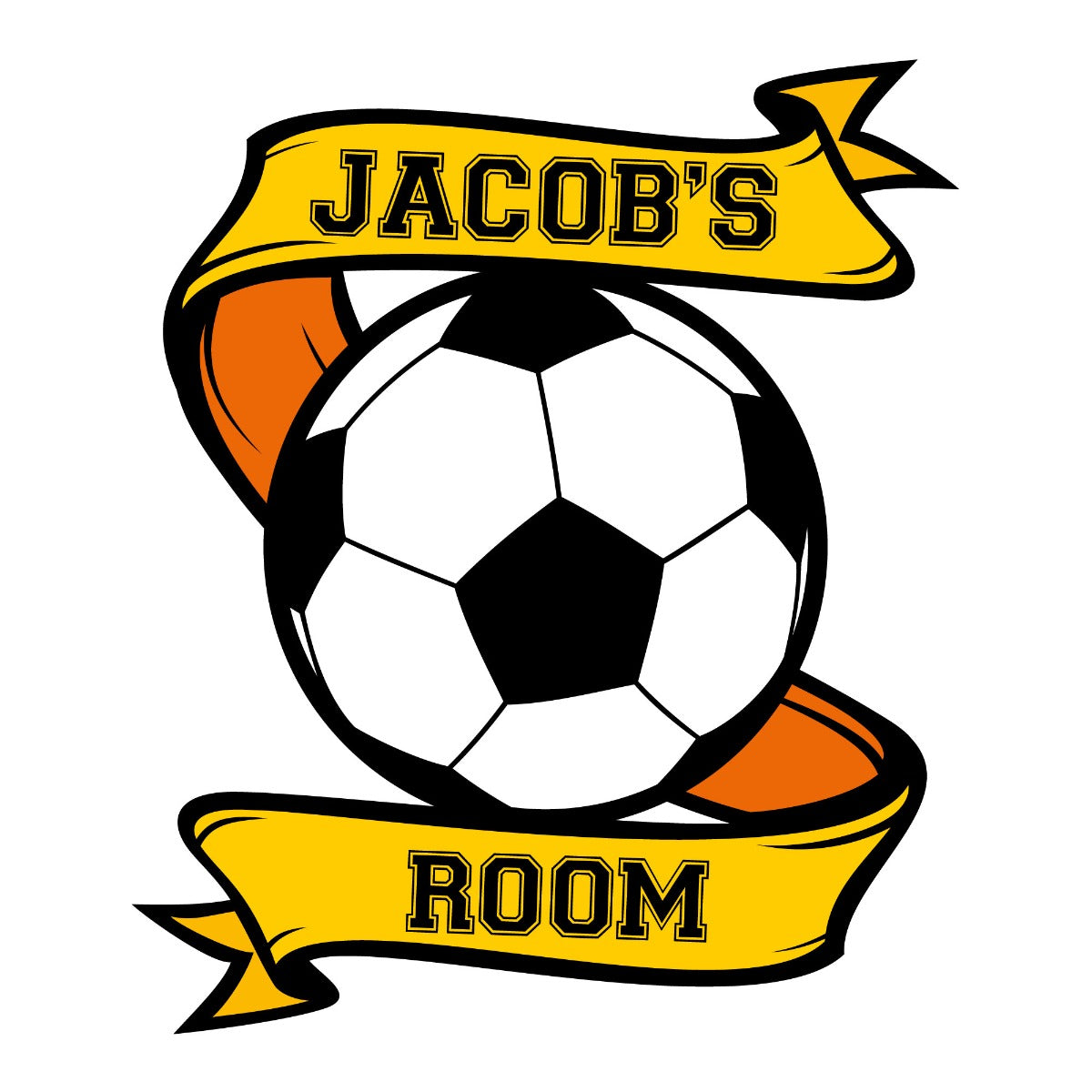 Football Wall Sticker - Colour Banner on Ball Personalised Name