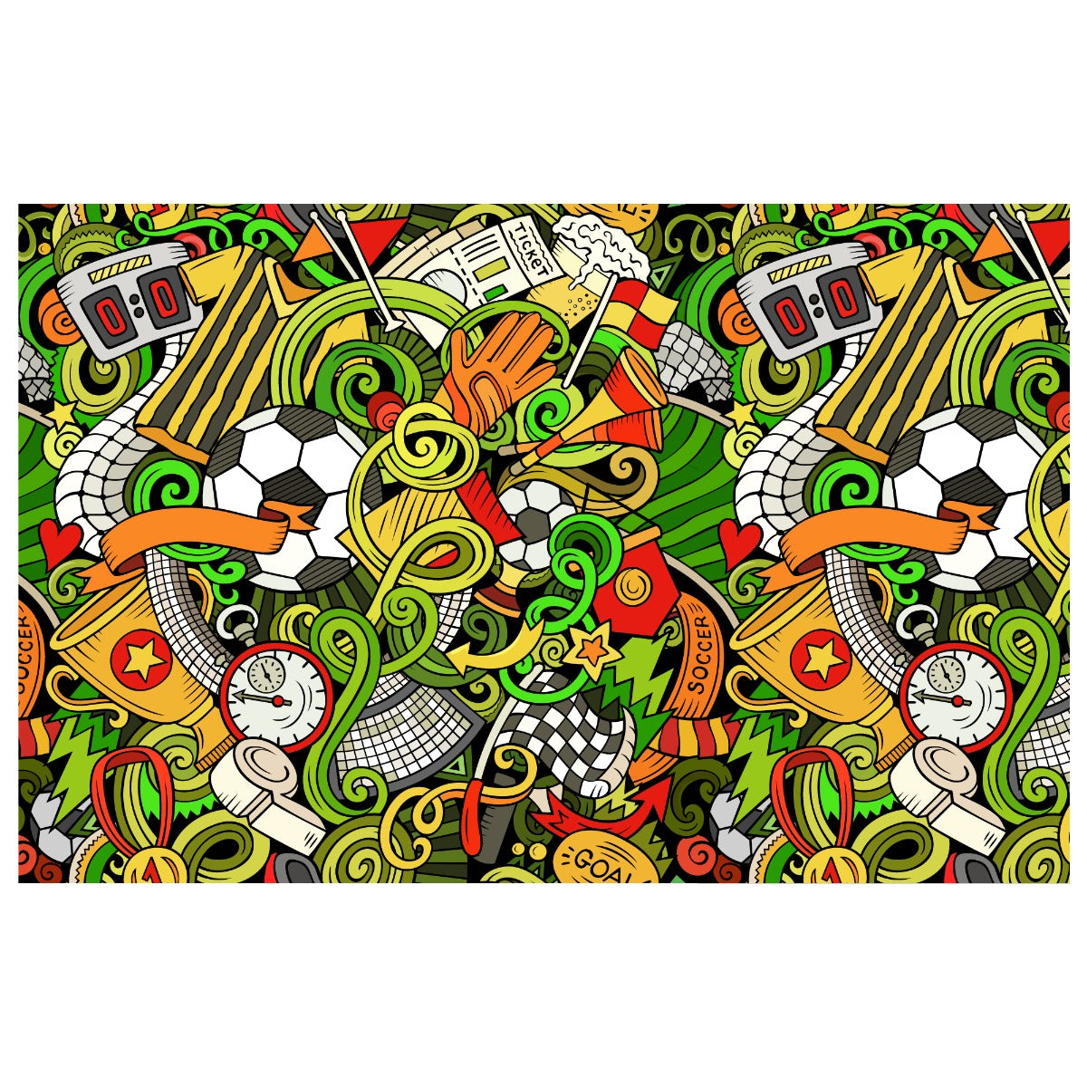 Football Wall Mural - Doodle Collage Full Wall Mural