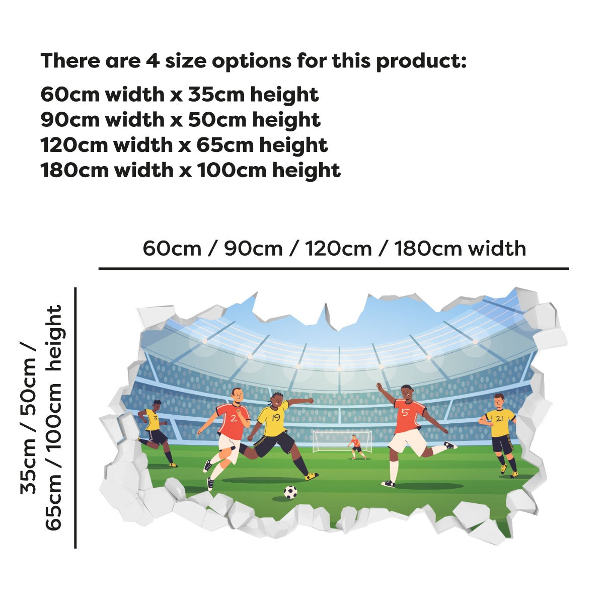 Football Wall Sticker - Football Game Cartoon Illustration Broken Wall
