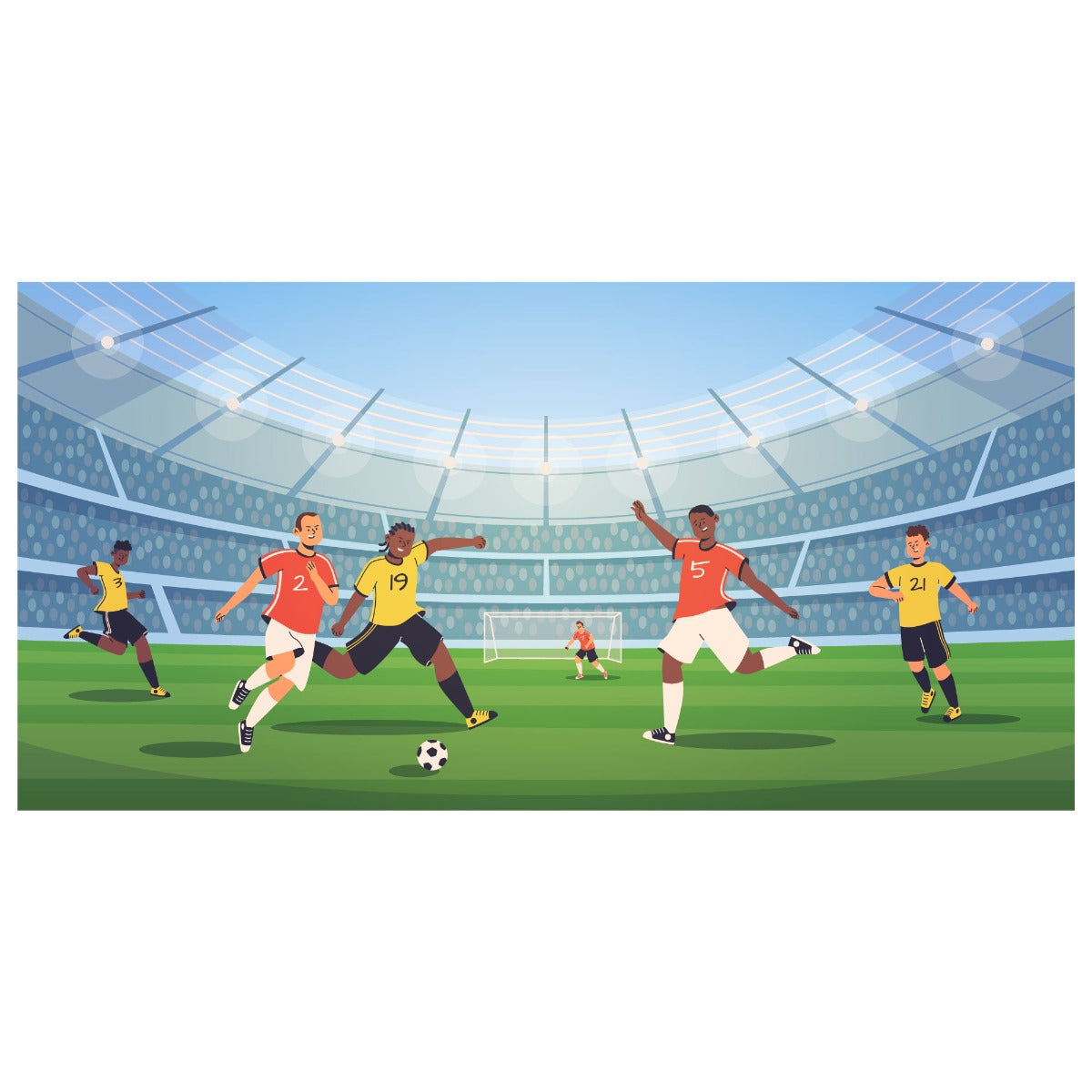 Football Wall Mural - Football Game Cartoon Illustration Full Wall Mural