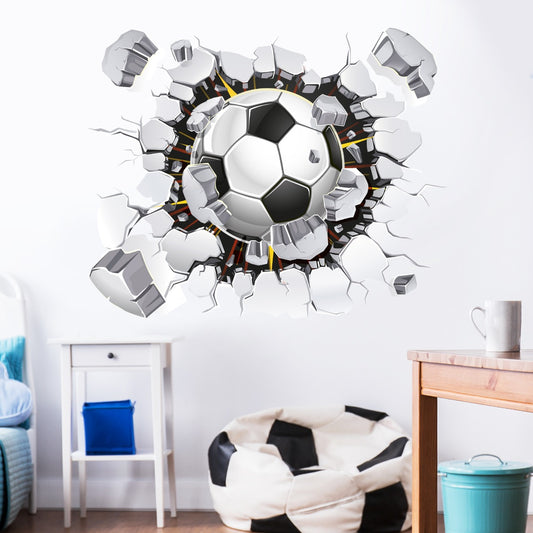 Football Wall Sticker - Football Smashing Through Wall