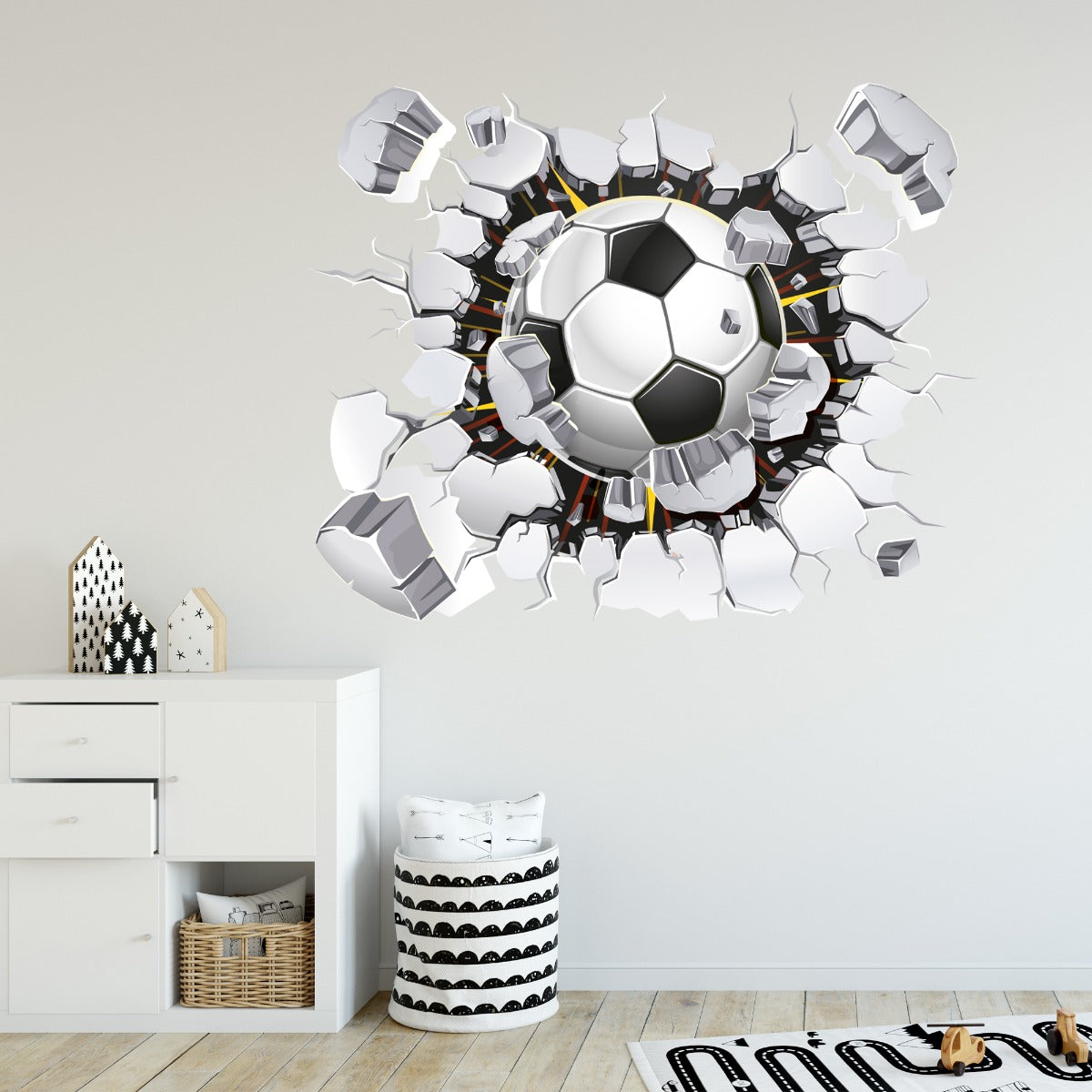 Football Wall Sticker - Football Smashing Through Wall