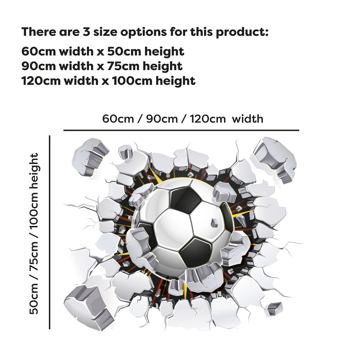 Football Wall Sticker - Football Smashing Through Wall