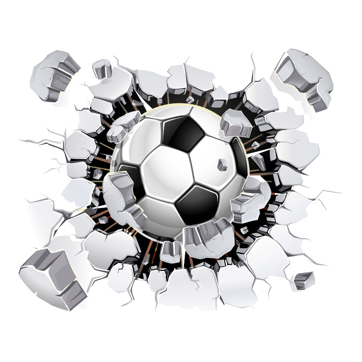 Football Wall Sticker - Football Smashing Through Wall