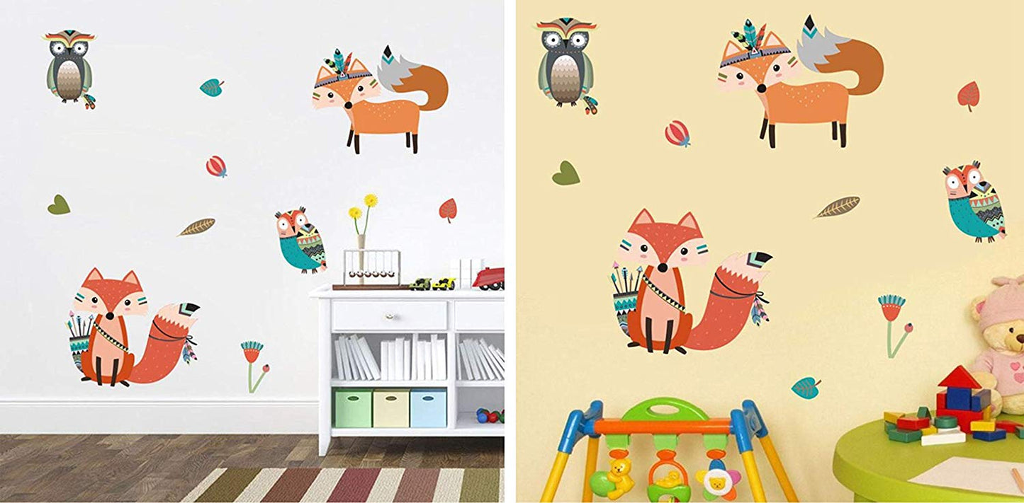 Native Wildlife - Fox & Owl Wall Sticker Set