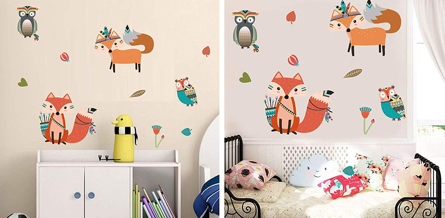 Native Wildlife - Fox & Owl Wall Sticker Set