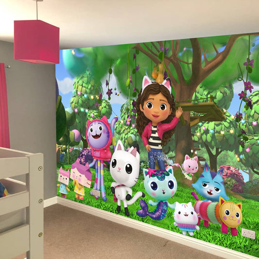 Gabby's Dollhouse Mural - Gabby and Friends in Garden Full Wall Mural