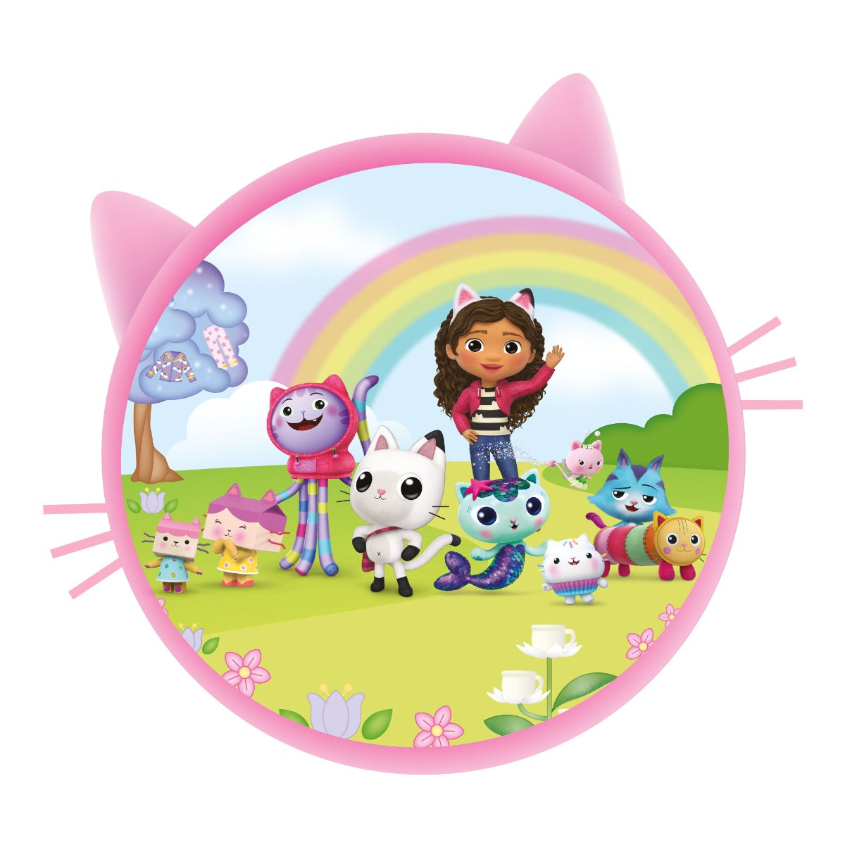 Gabby's Dollhouse Wall Sticker - Gabby and Friends Pink Cat Circle